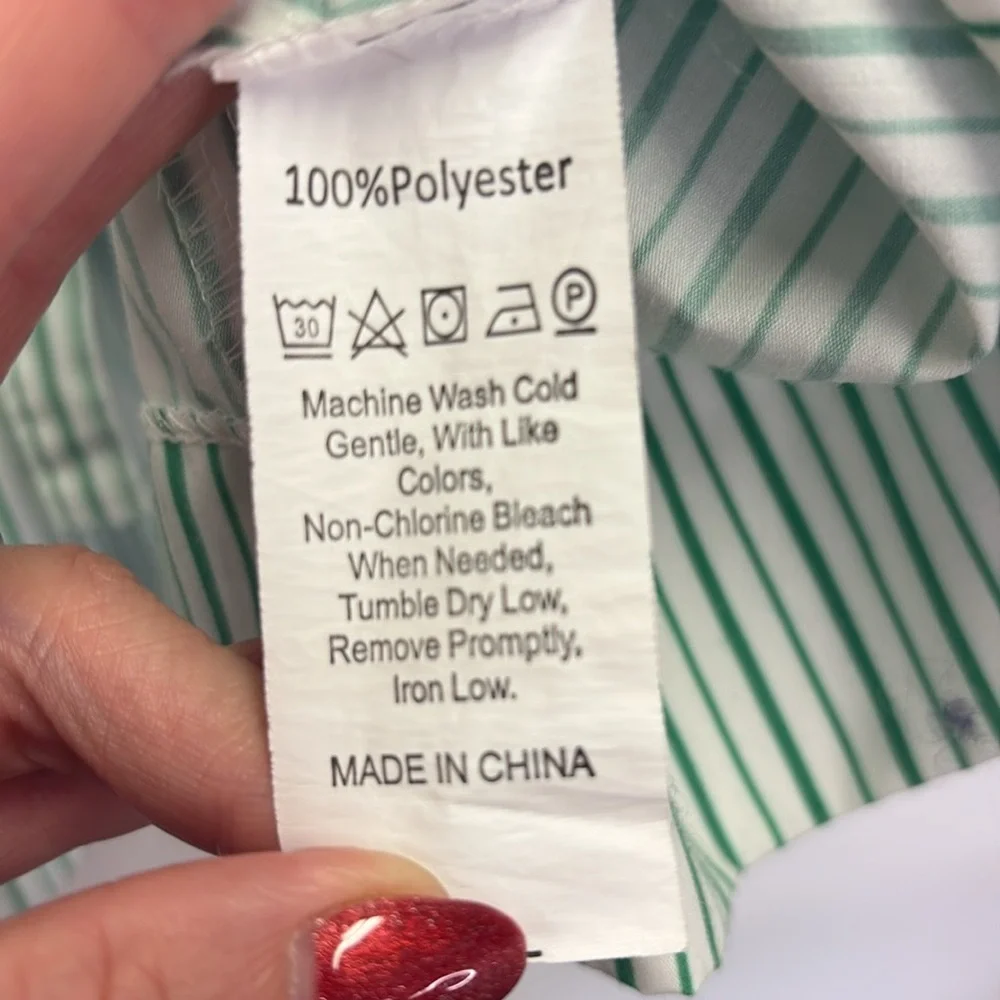 Unbranded Green and white Striped Peplum Tie top/ Size medium - Picture 4 of 8